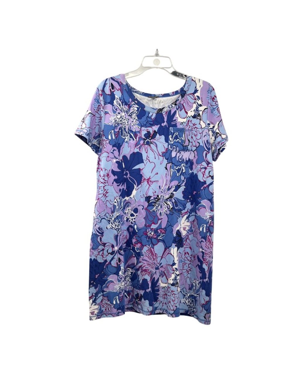 T by Talbots Floral T-Shirt Dress Purple/Multi Womens Size Large